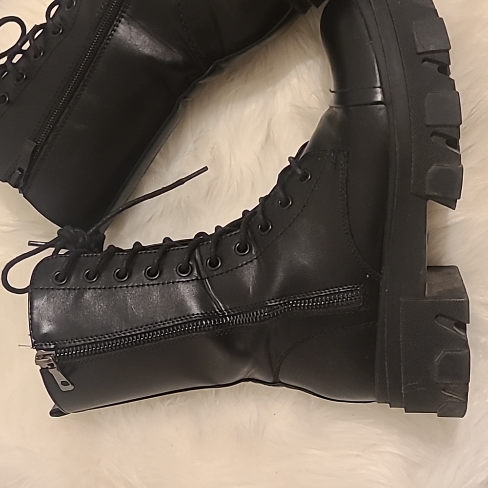 Elegant Black Women's Combat Boots - Picture 3 of 3